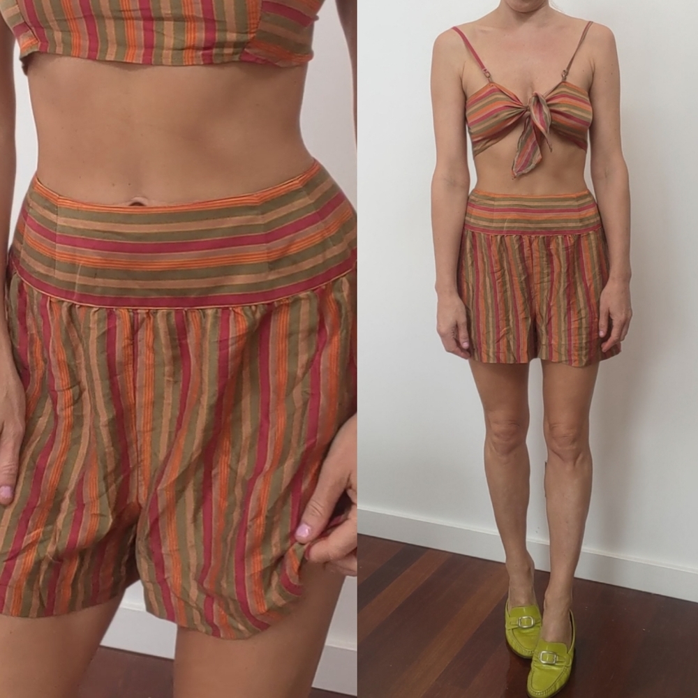 EPIC 90s 100% silk vertical candy stripes striped ETRO set xs/S